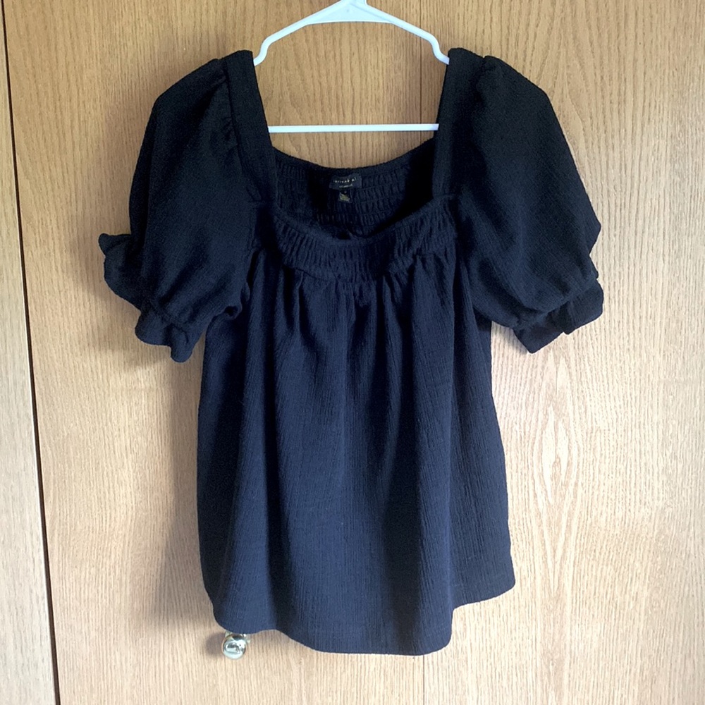 Anthropology Puffy Sleeved Square Neckline Top